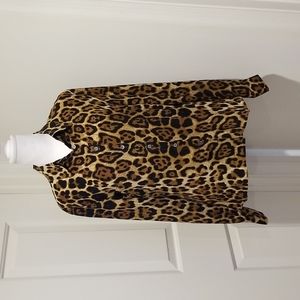 Spiegel Vintage Silk Leopard Print Button Down Blouse